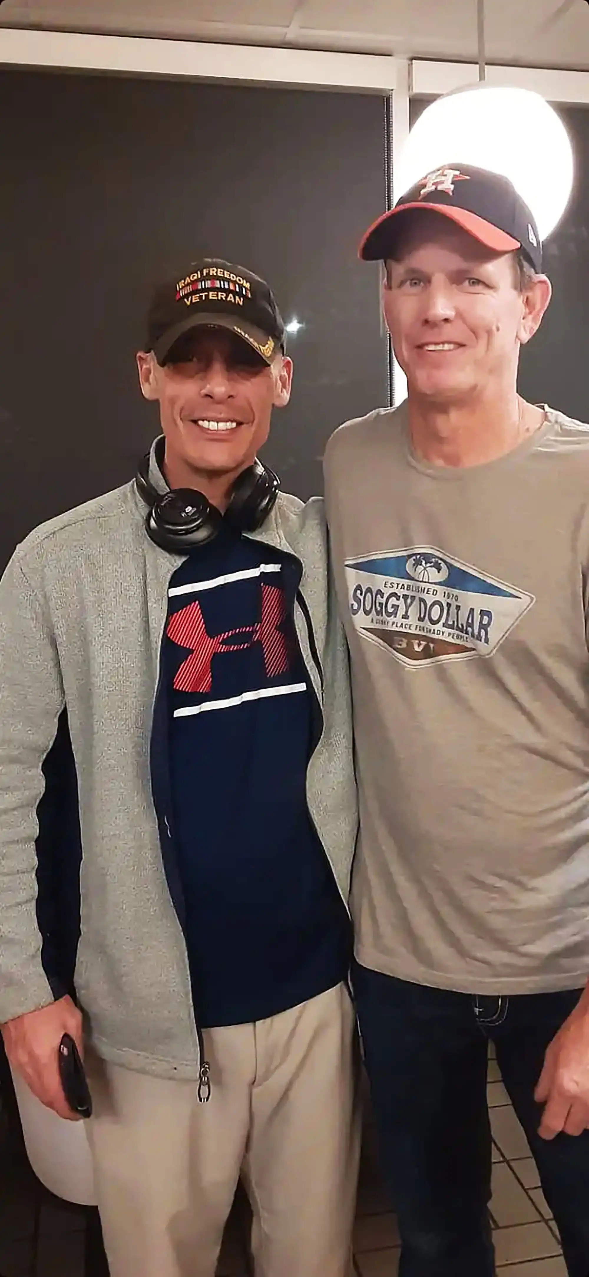 Two Veterans helping other Veterans with food from Waffle House; author David Haave signs books in Texas. -- David Haave